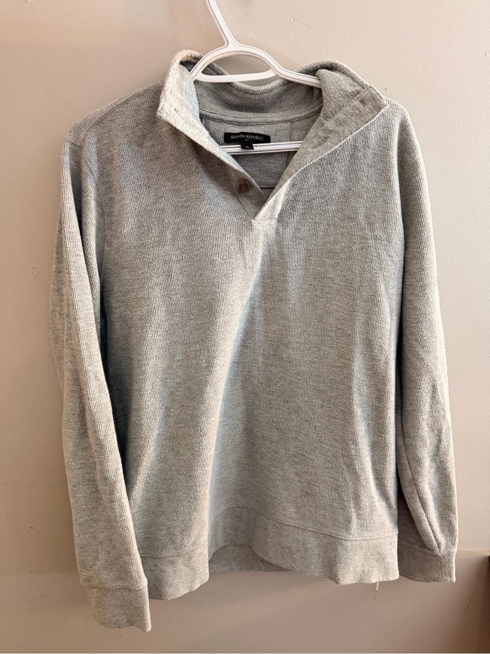 Banana Republic Grey Classic Button Neck Polo style sweater